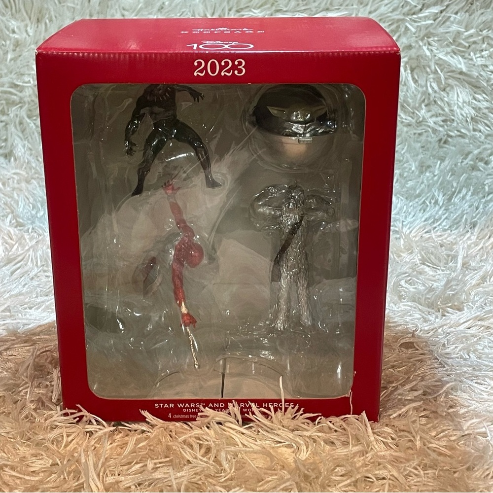 2023 Hallmark STAR WARS & MARVEL HEROES Disney 100 Years Ornaments Set New InBox